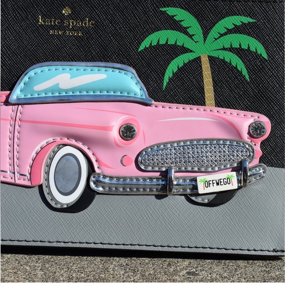 New Kate spade New York checking in pink car Ariah wristlet - Picture 1 of 8
